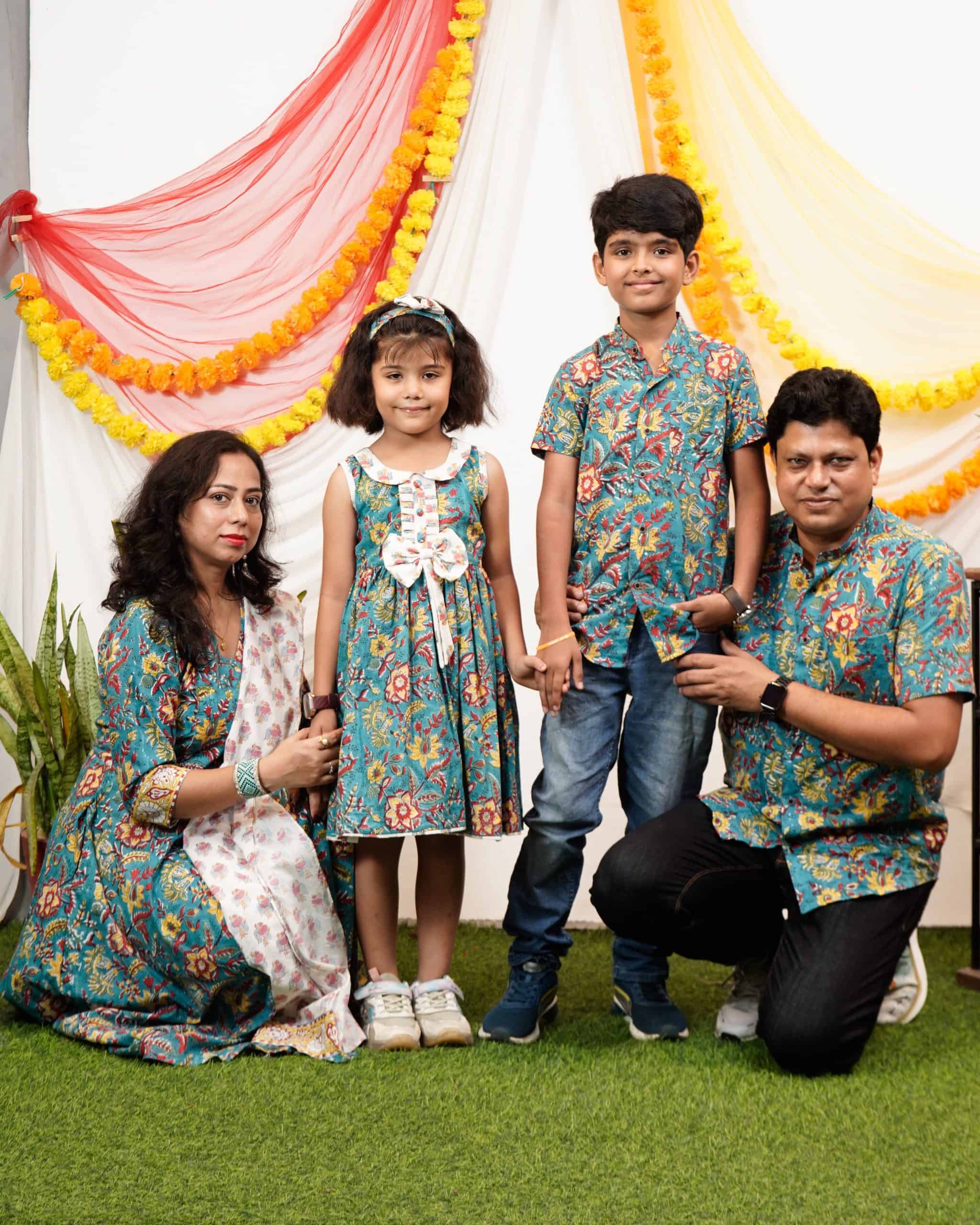 Turquoise Lily Angrakha Family Set Secondary image