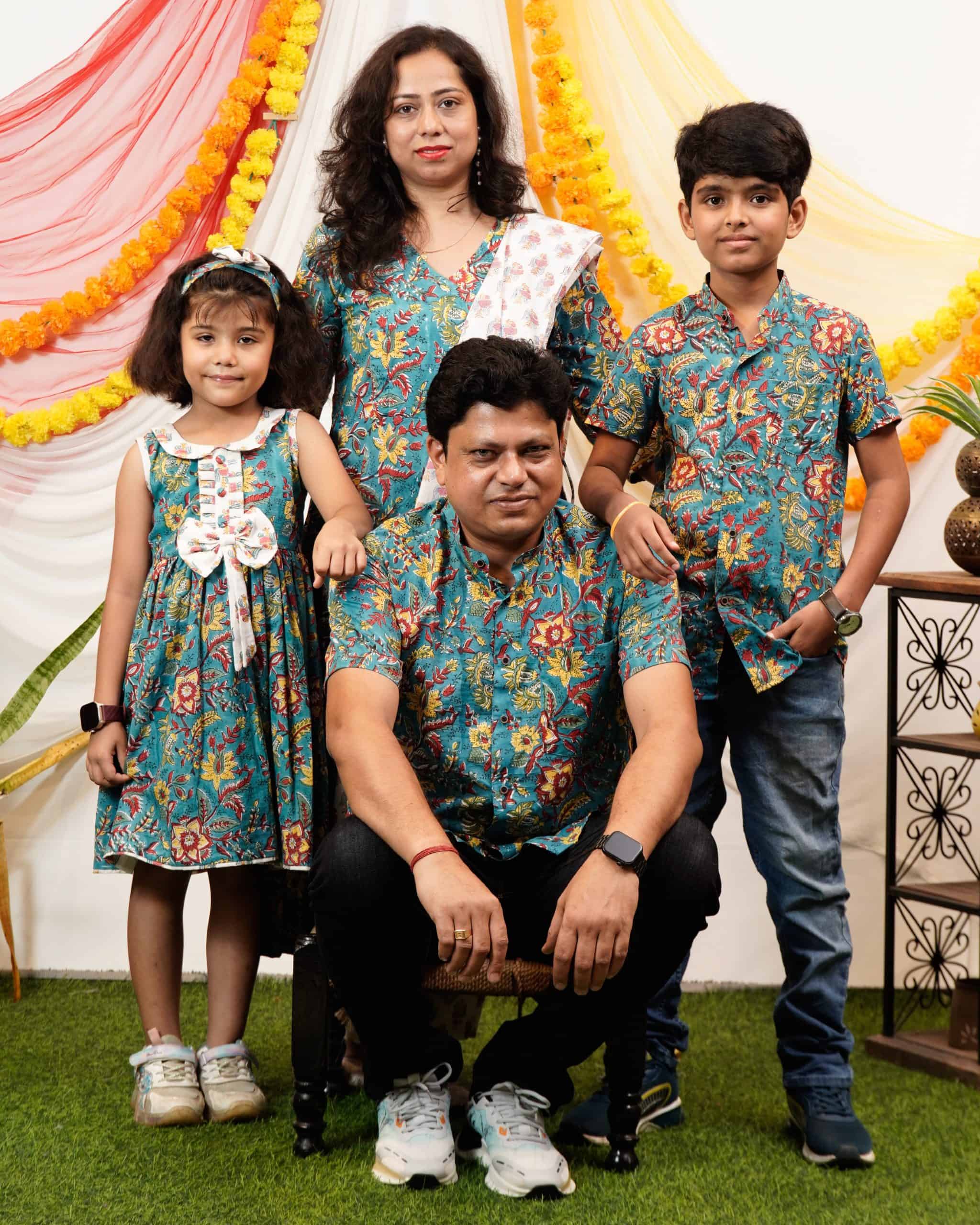 Turquoise Lily Angrakha Family Set