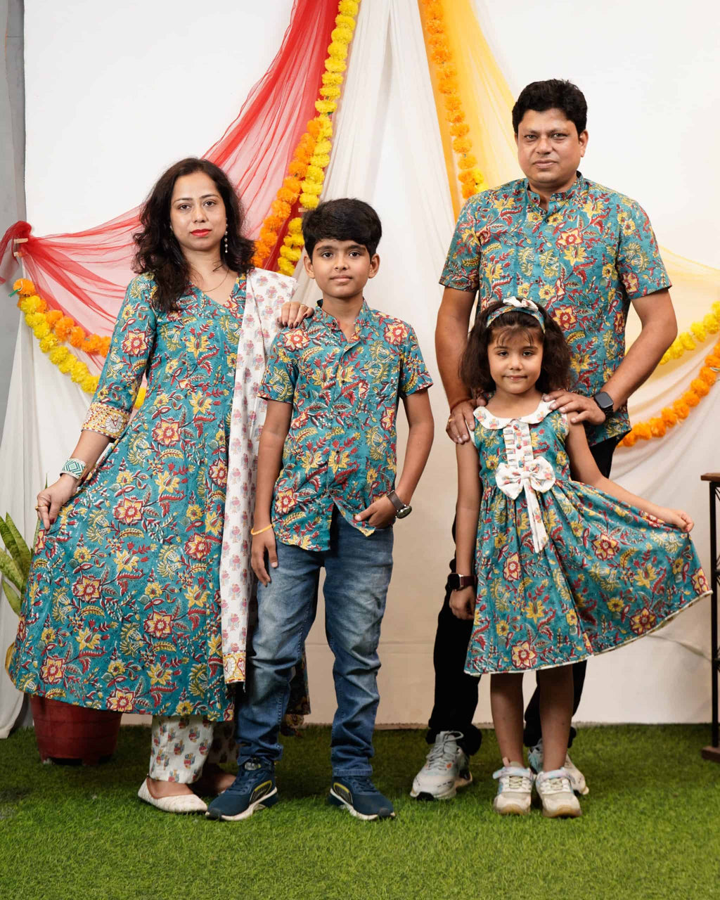 Turquoise Lily Angrakha Family Set