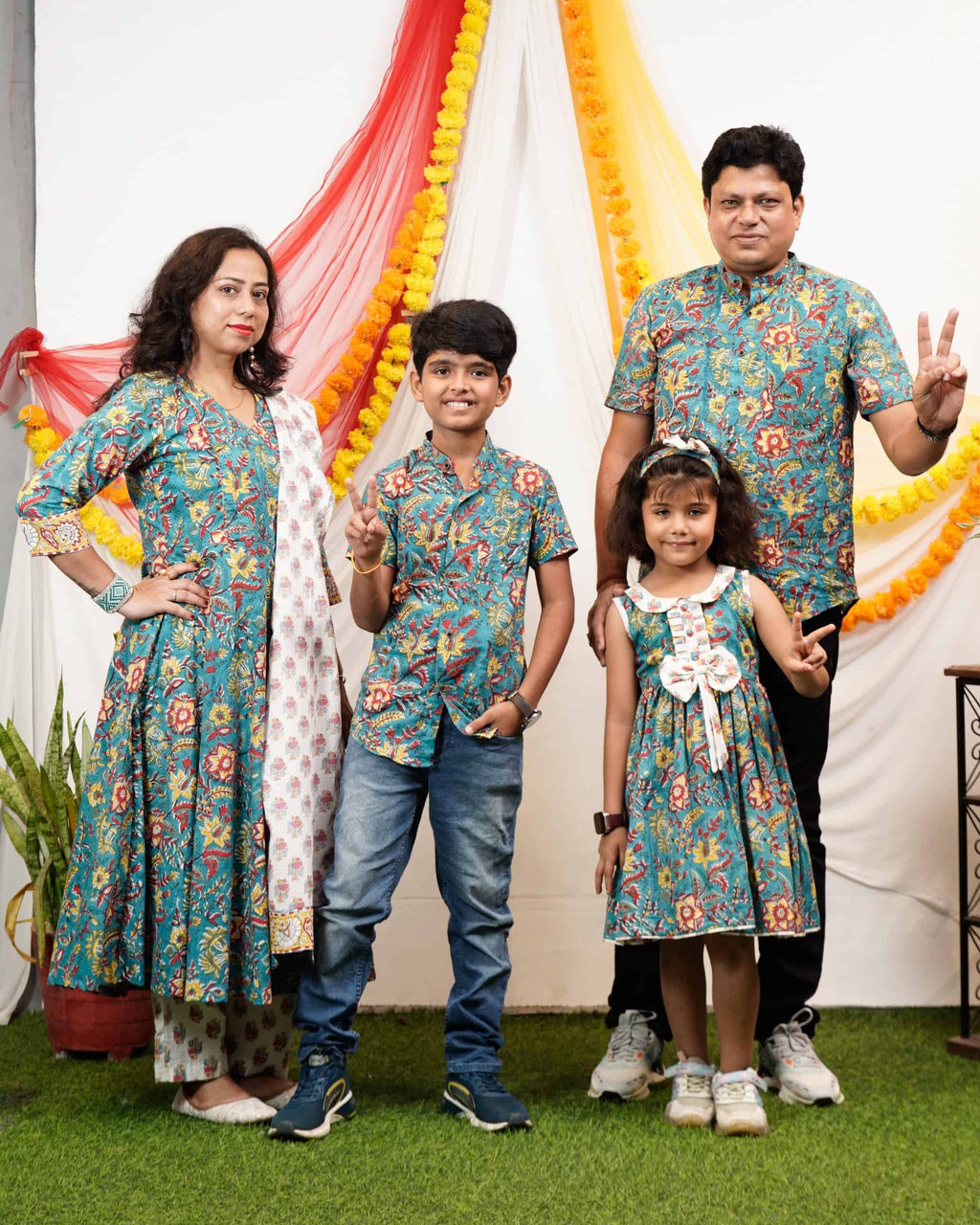 Turquoise Lily Angrakha Family Set