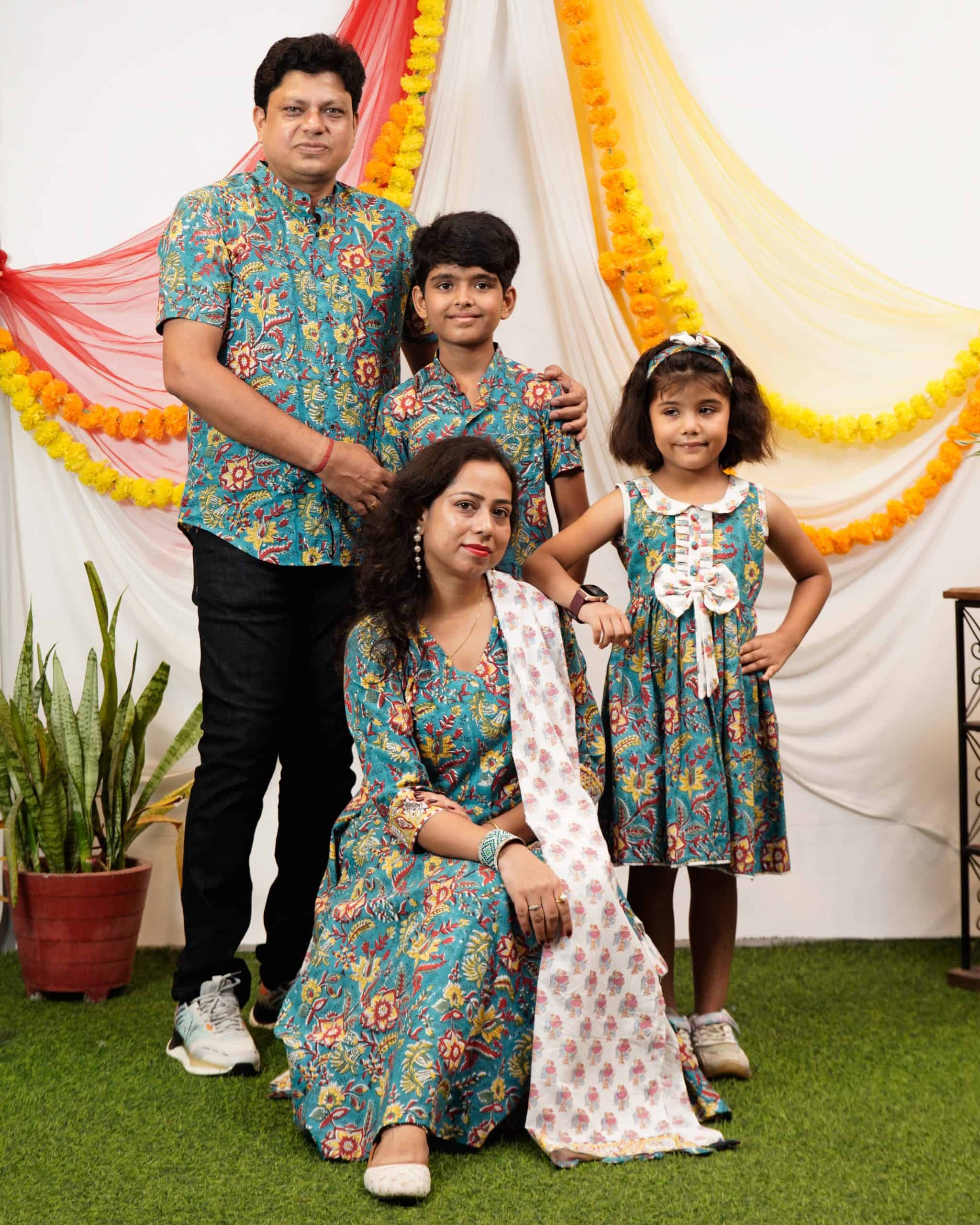 Turquoise Lily Angrakha Family Set
