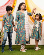 Turquoise Lily Angrakha Mom Kid Twinning