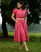 Pink Punch Nursing Dress with Belt