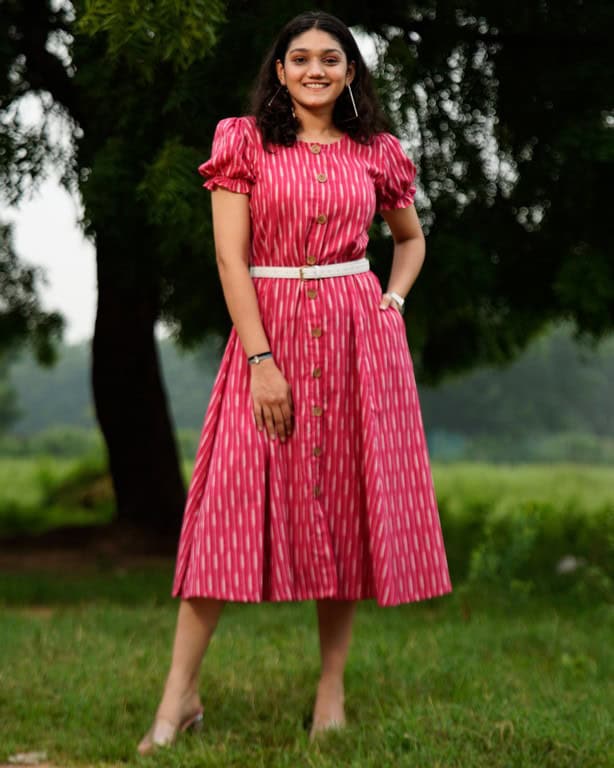 Pink Punch Nursing Dress with Belt