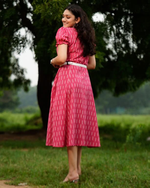 Pink Punch Nursing Dress with Belt