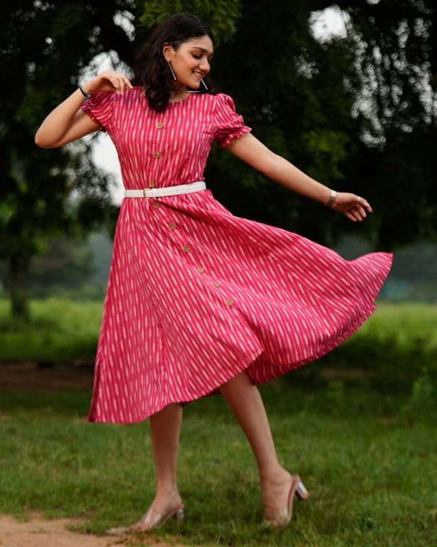 Pink Punch Dress with Belt
