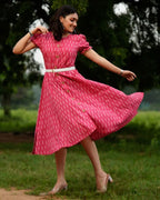 Pink Punch Nursing Dress with Belt