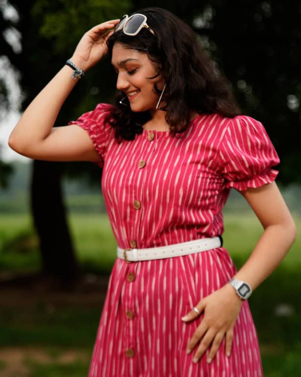 Pink Punch Nursing Dress with Belt