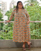 Caramel Floral Plus Size Dress