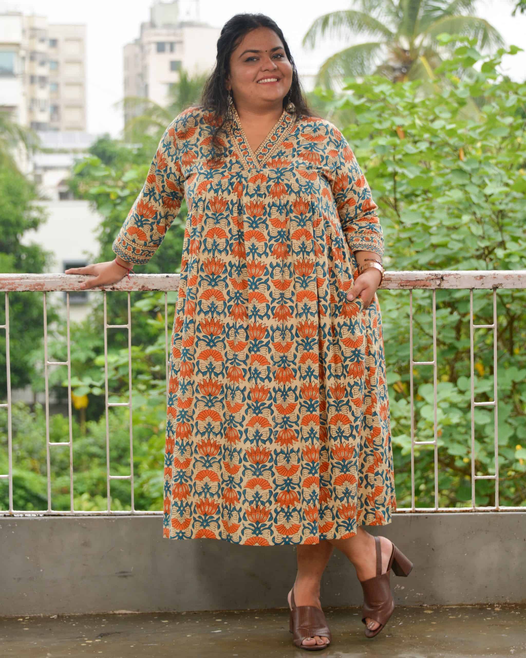 Caramel Floral Plus Size Dress