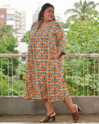 Caramel Floral Plus Size Dress