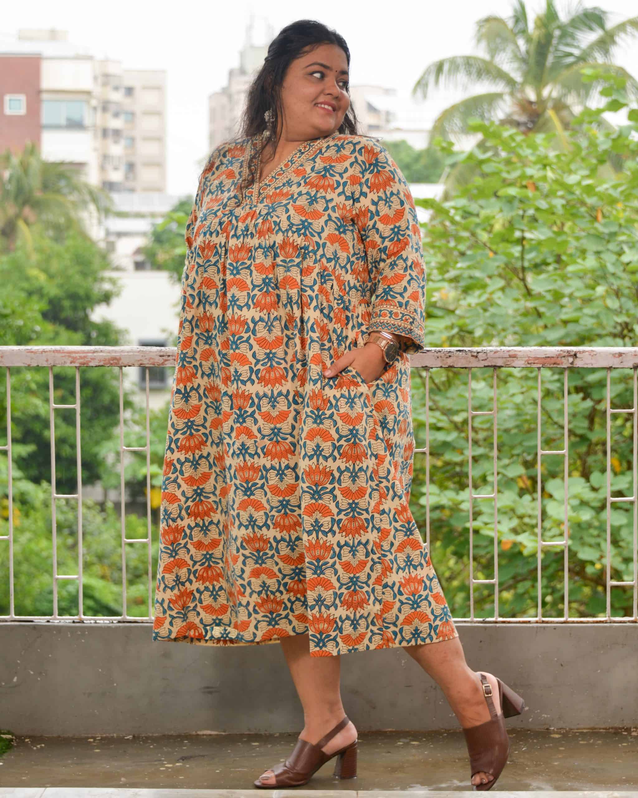 Caramel Floral Plus Size Dress