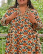 Caramel Floral Plus Size Dress