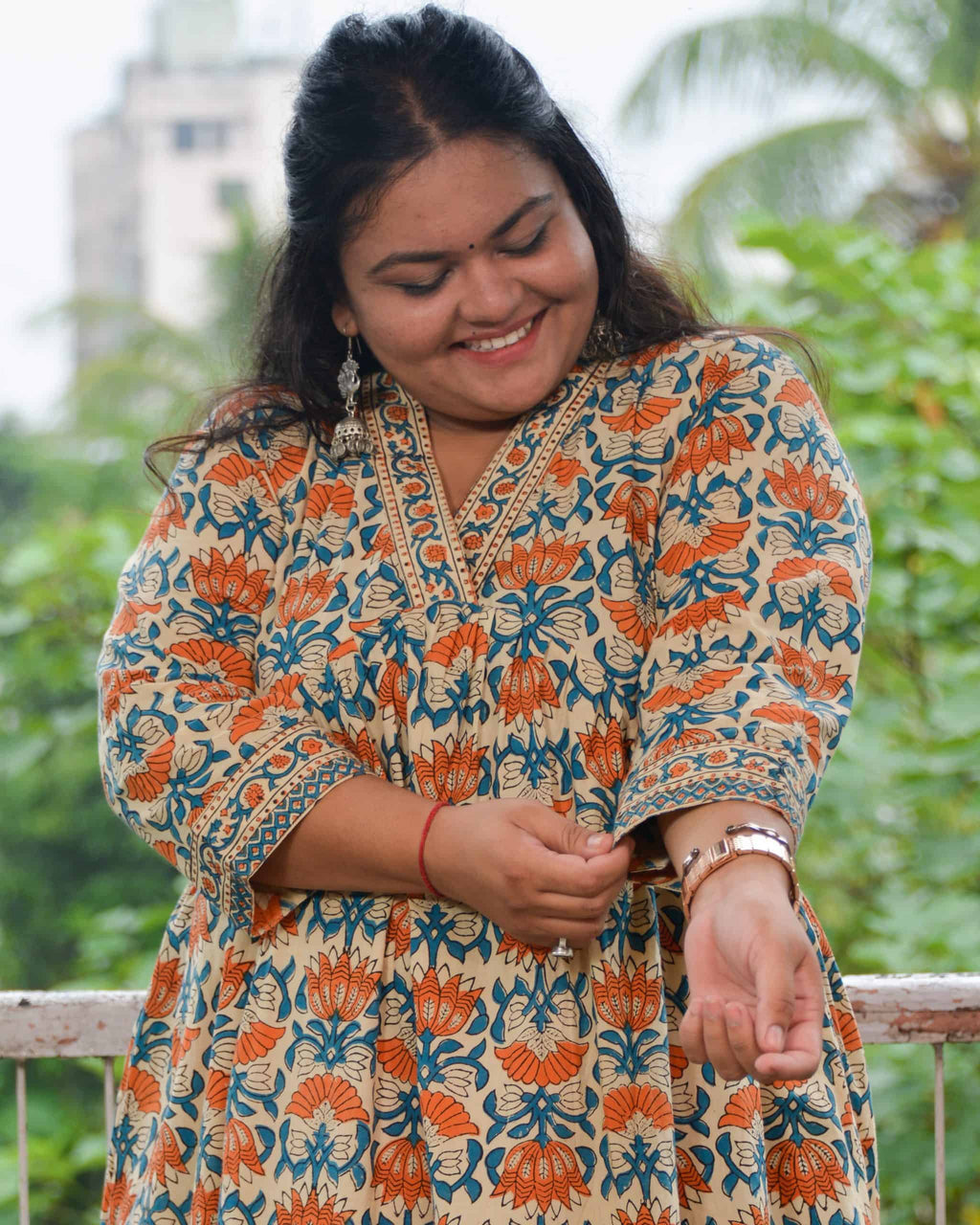 Caramel Floral Plus Size Dress
