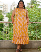 Yellow Kitty Long Frill Plus Size Dress