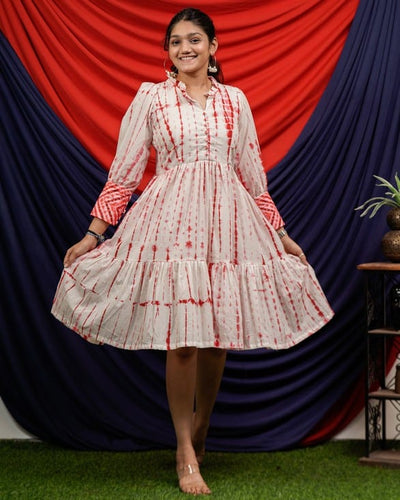 Red Shibori Short Dress