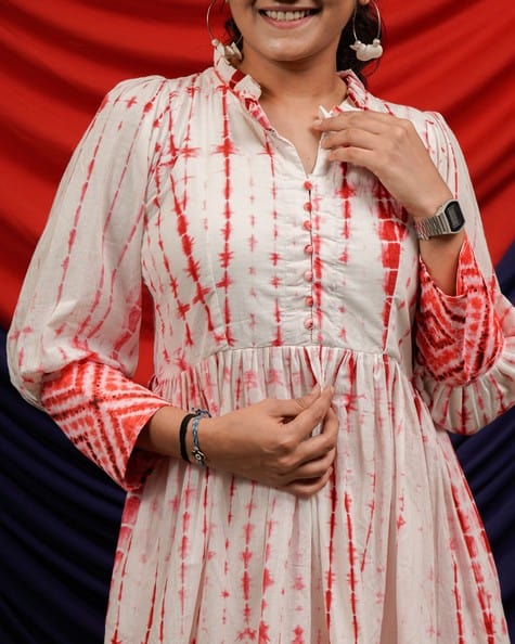 Red Shibori Short Nursing Dress