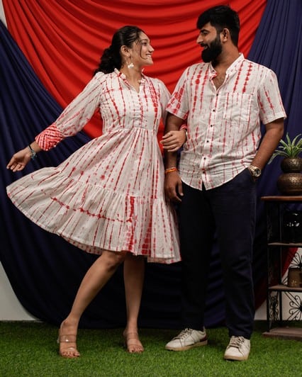 Red Shibori Short Couple Set