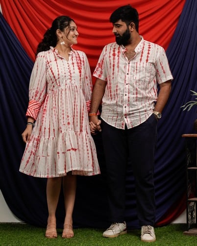 Red Shibori Short Couple Set