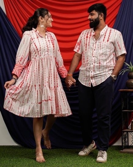 Red Shibori Short Couple Set