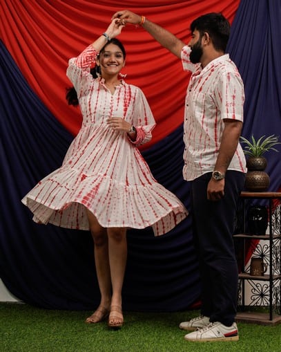 Red Shibori Short Family Set