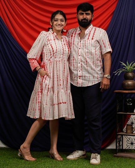 Red Shibori Short Couple Set