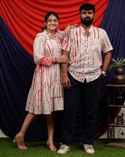 Red Shibori Short Couple Set