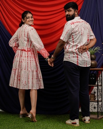 Red Shibori Short Family Set