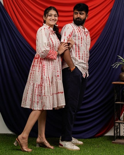 Red Shibori Short Family Set