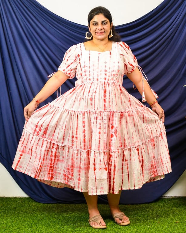 Red Shibori Maternity Dress