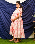 Red Shibori Maternity Dress