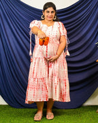 Red Shibori Maternity Dress
