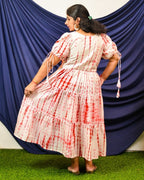 Red Shibori Maternity Dress