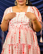 Red Shibori Maternity Dress