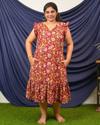 Maroon Lily Frill Maternity Dress