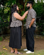 Black Floral Jacket Couple Set