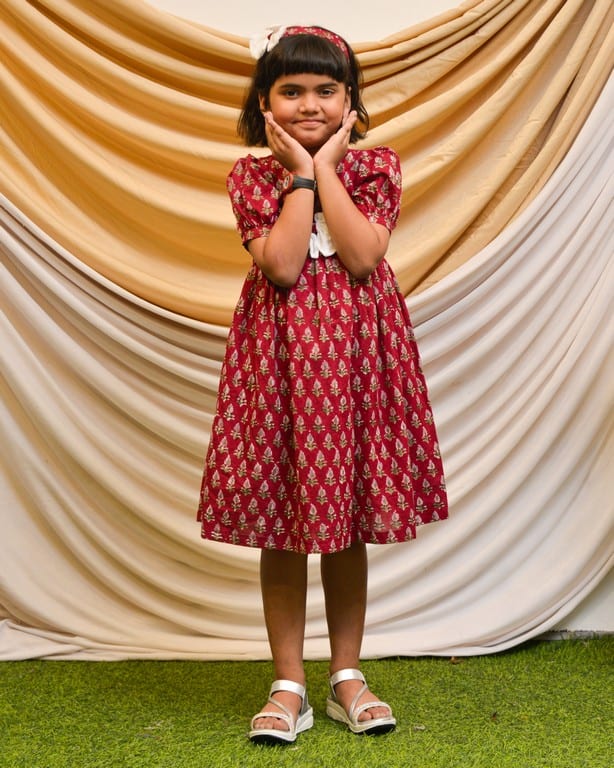 Crimson Maroon Kids Dress