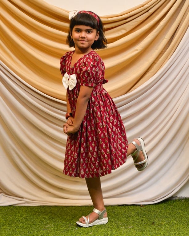 Crimson Maroon Kids Dress