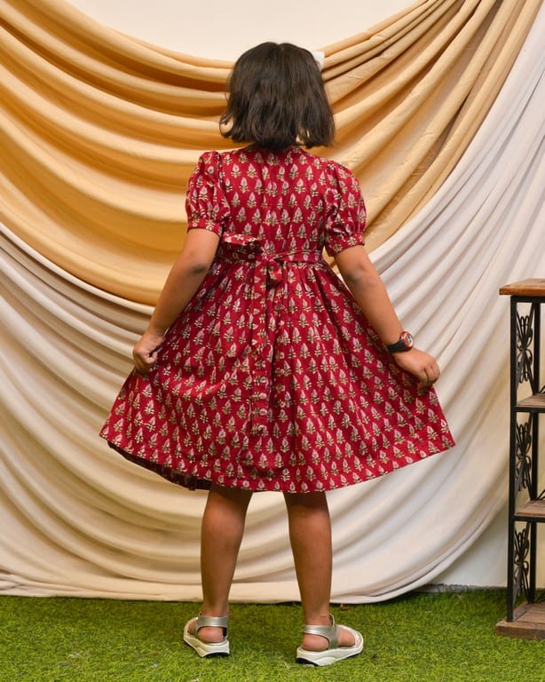 Crimson Maroon Kids Dress