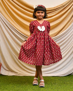 Crimson Maroon Kids Dress