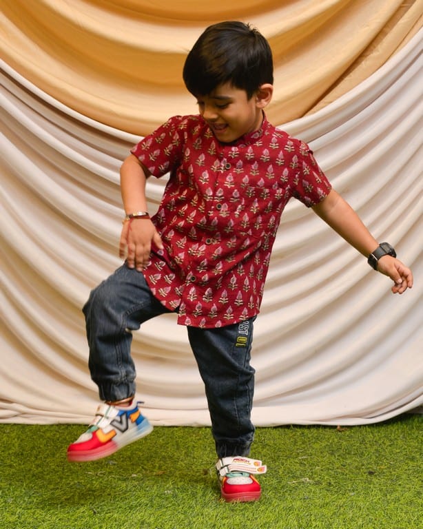 Crimson Maroon Kids Shirt