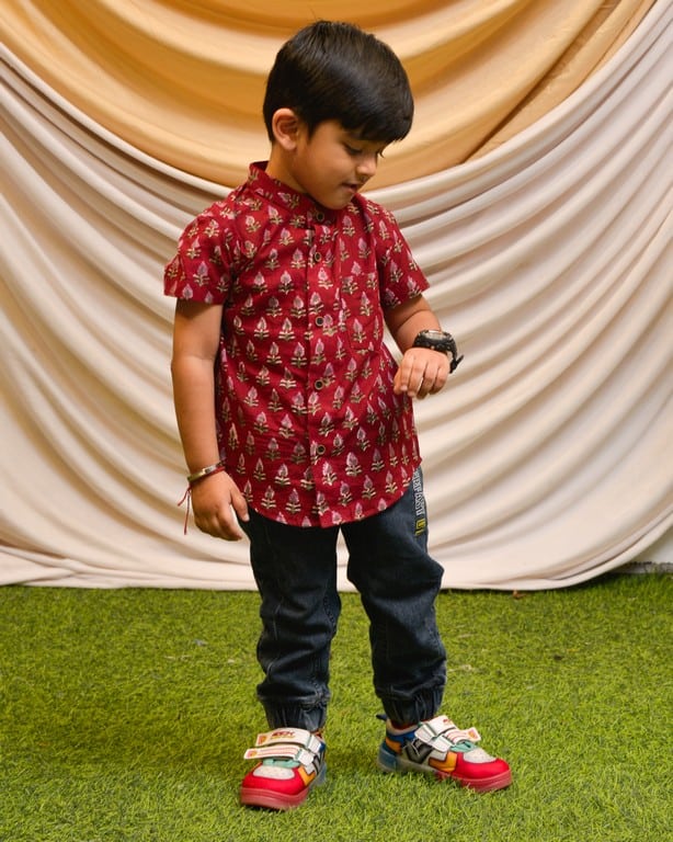 Crimson Maroon Kids Shirt