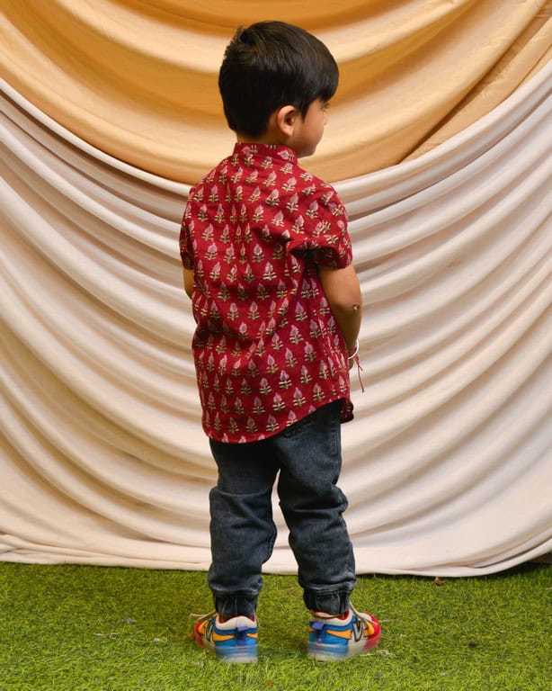 Crimson Maroon Kids Shirt