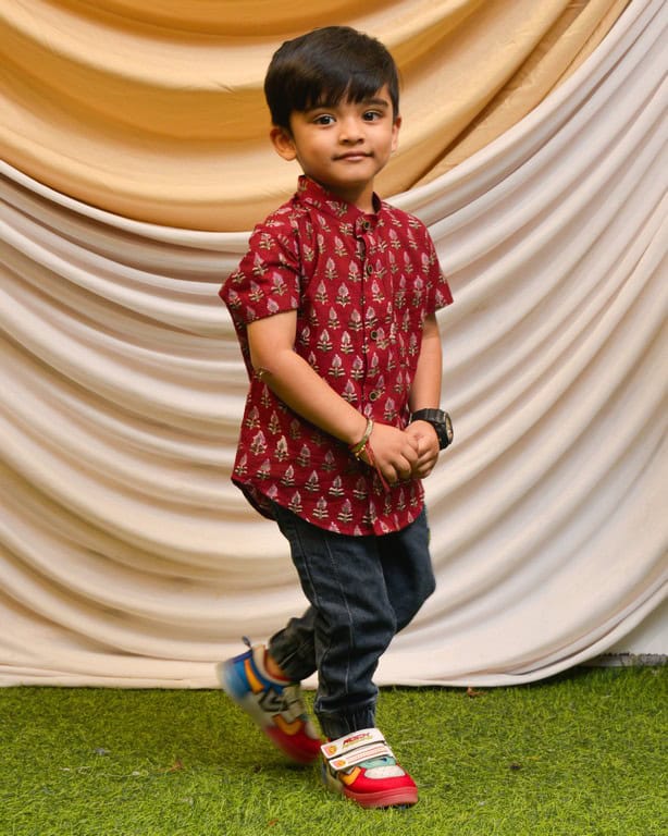 Crimson Maroon Kids Shirt