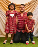 Crimson Maroon Father Kid Twining
