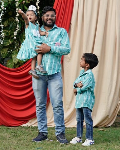 Sea Green Panache Father Kid Twining