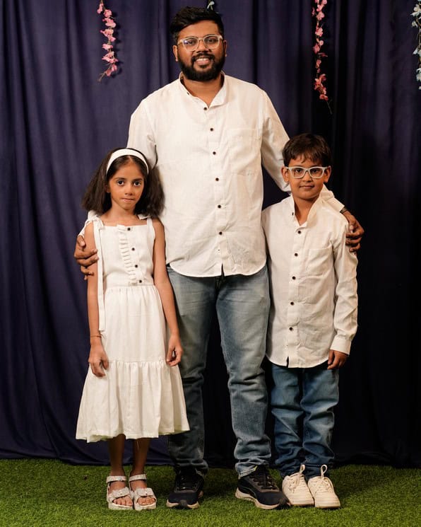 Starry White Father Kid Twining