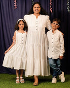 Starry White Long Mother Kids Twinning