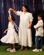 Starry White Long Mother Kids Twinning