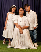 Starry White Long Mother Kids Twinning